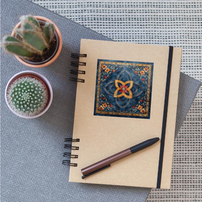 This striking geometric design features an intrica