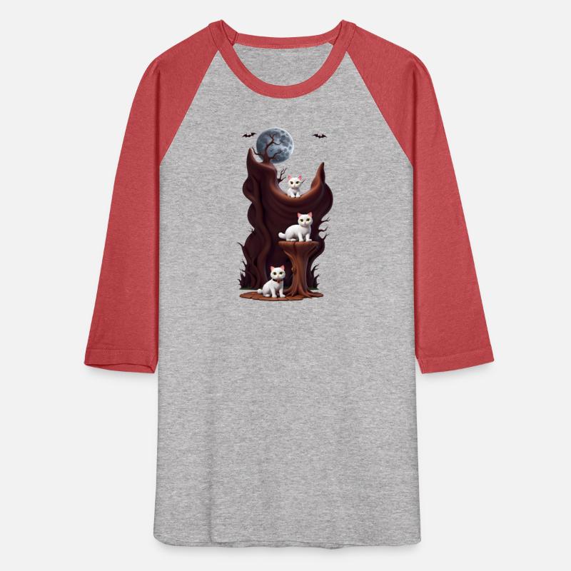 Three White Cats Full Moon and Bats