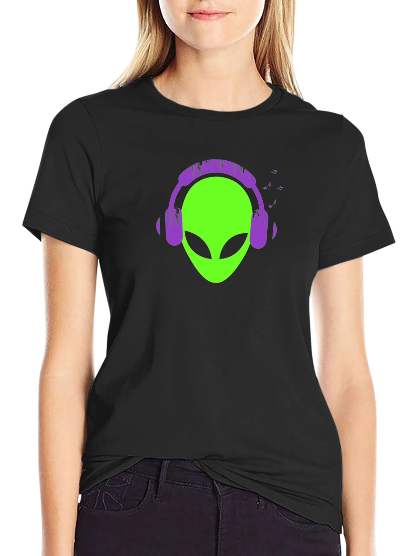 Alien Headphone T-Shirt - Black Tee