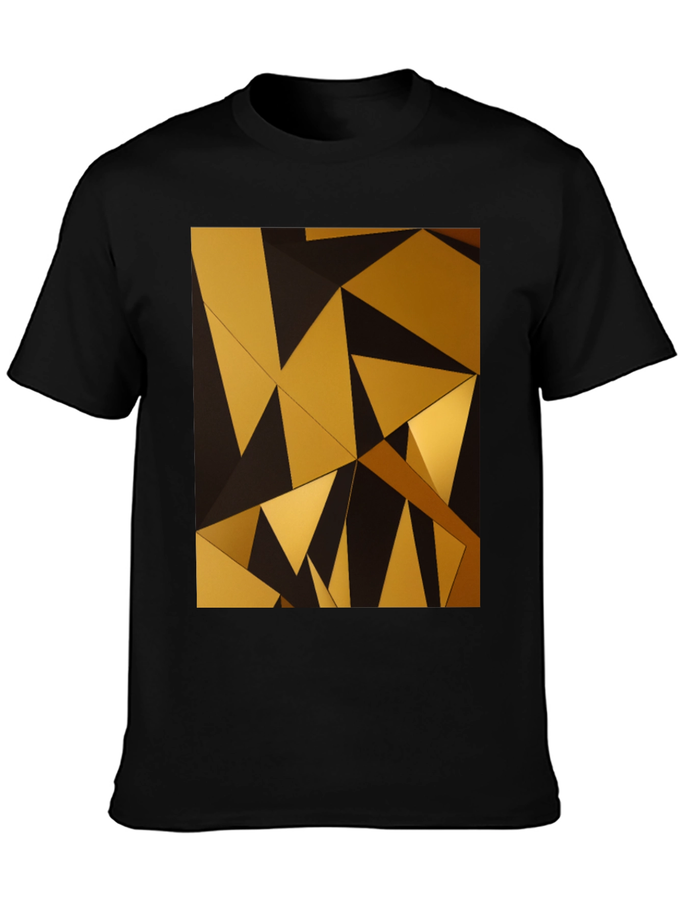 Geometric Gold Triangle Black T-Shirt