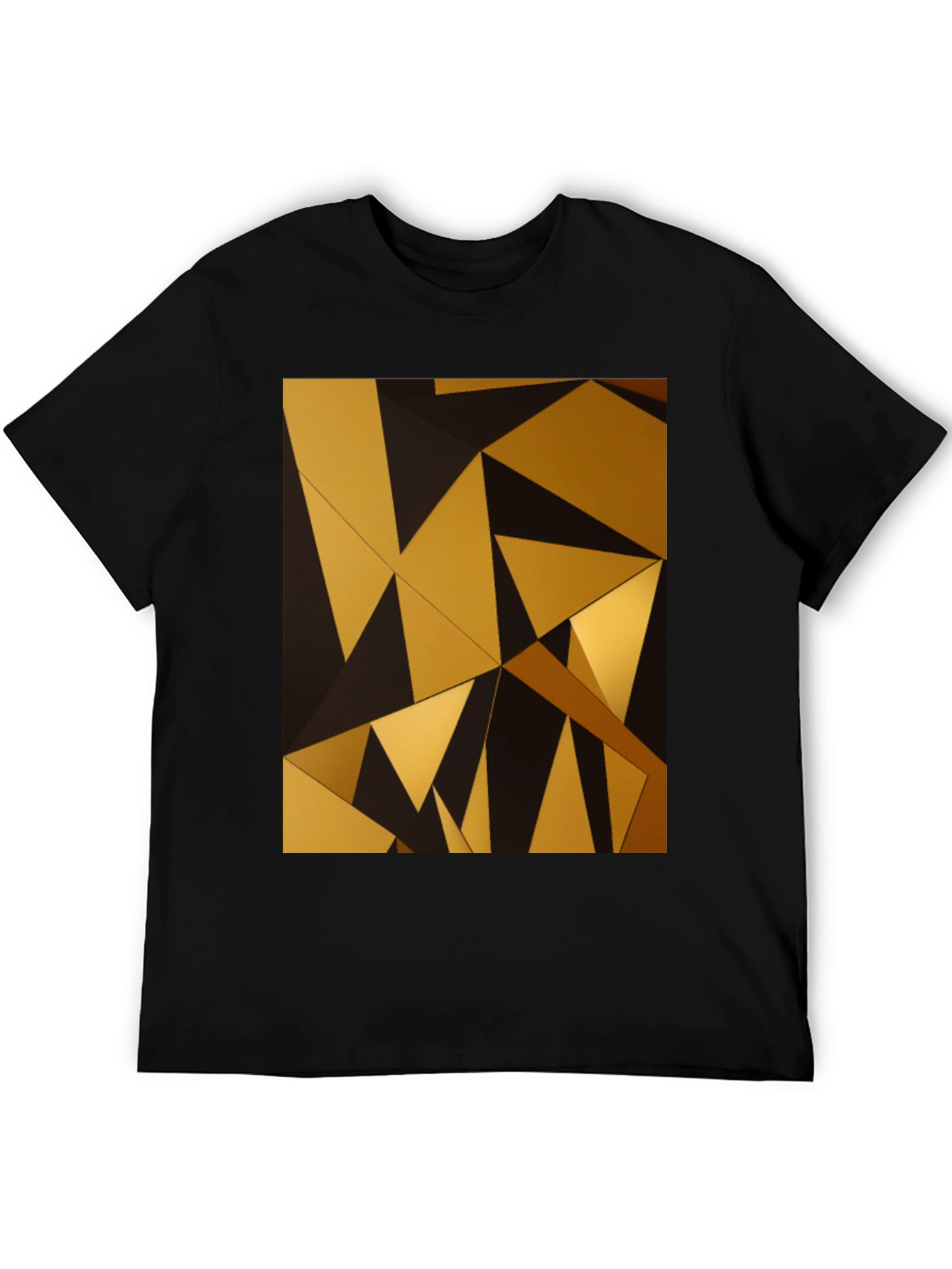Geometric Gold Triangle Black T-Shirt