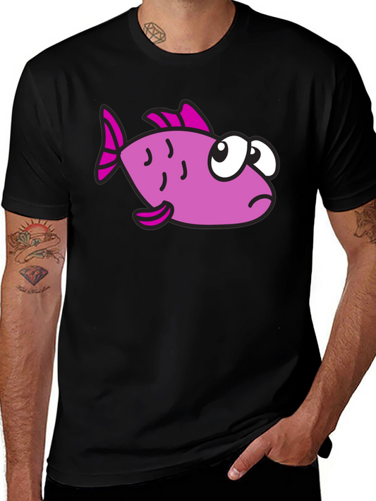 Funny Cartoon Fish Black T-Shirt