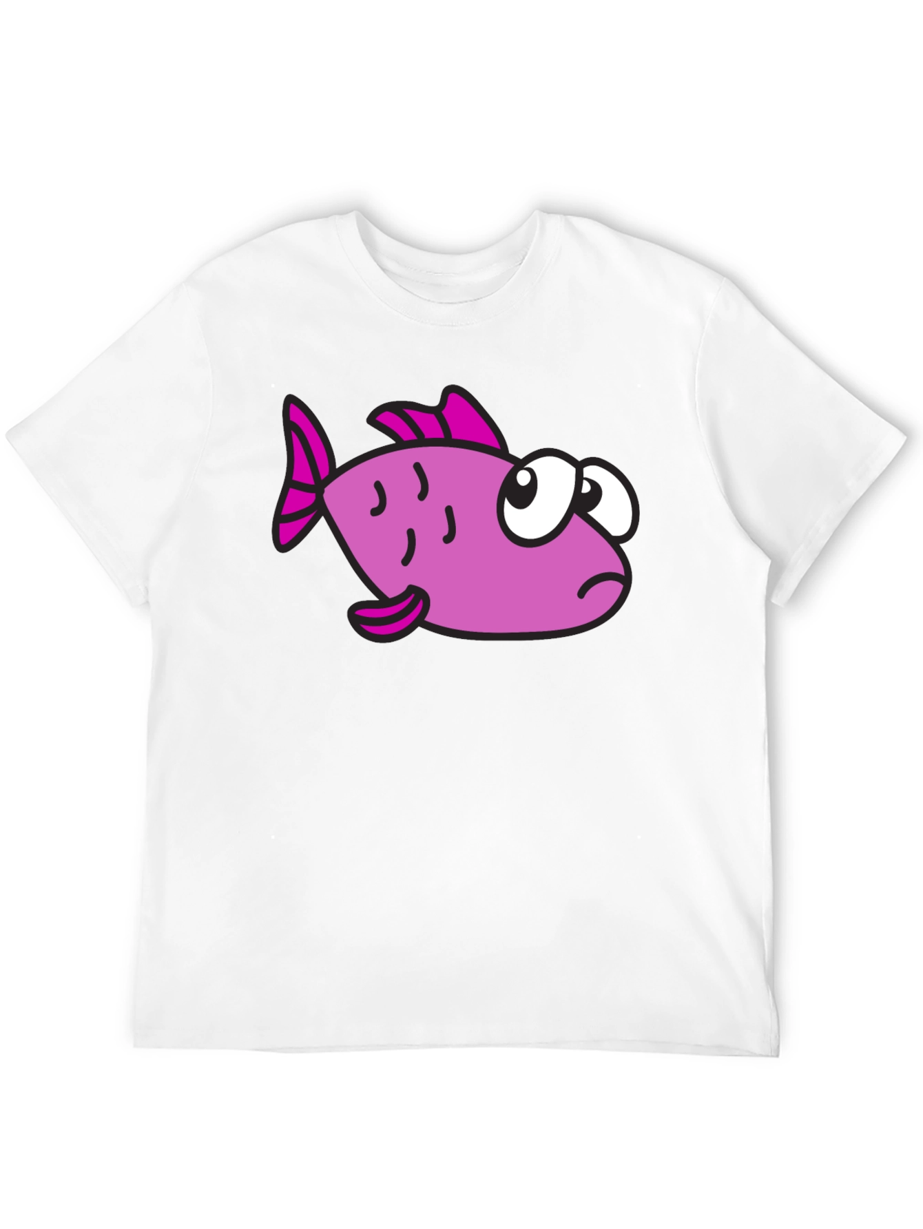 Funny Cartoon Fish Black T-Shirt