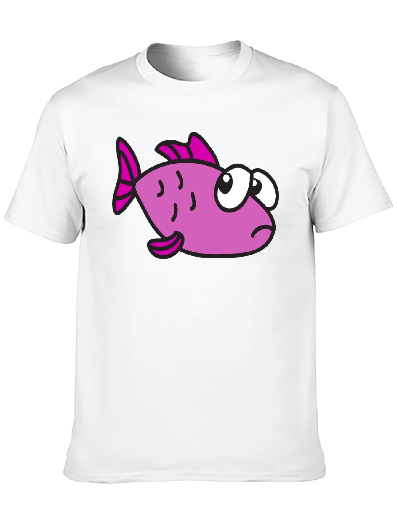 Funny Cartoon Fish Black T-Shirt