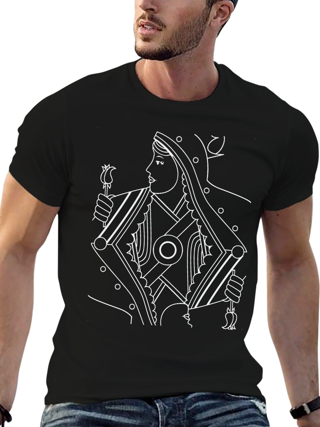 Queen of Diamonds Graphic Tee - Black Cotton