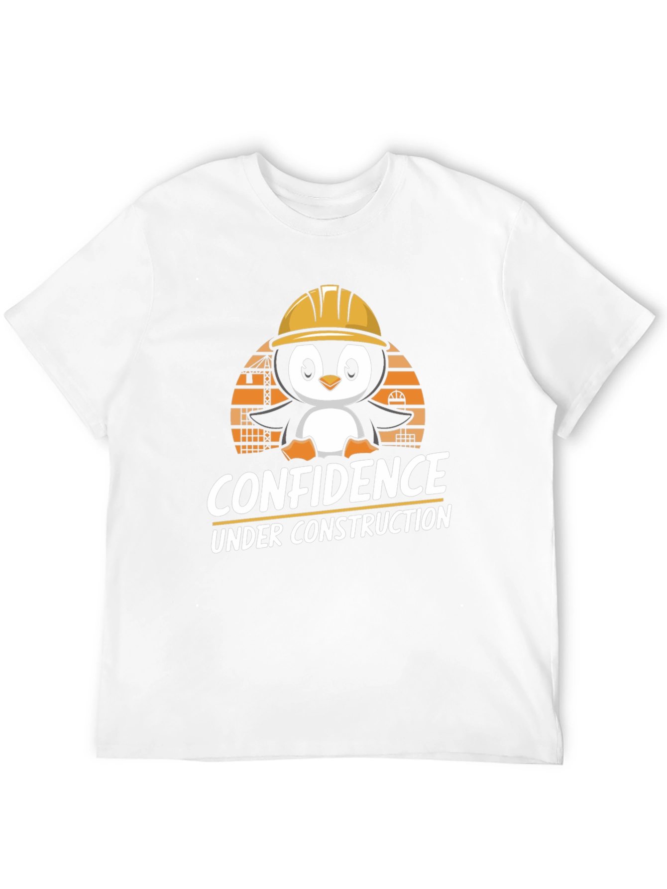 Confidence Under Construction T-Shirt: Penguin Builder Design