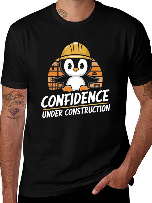 Confidence Under Construction T-Shirt: Penguin Builder Design
