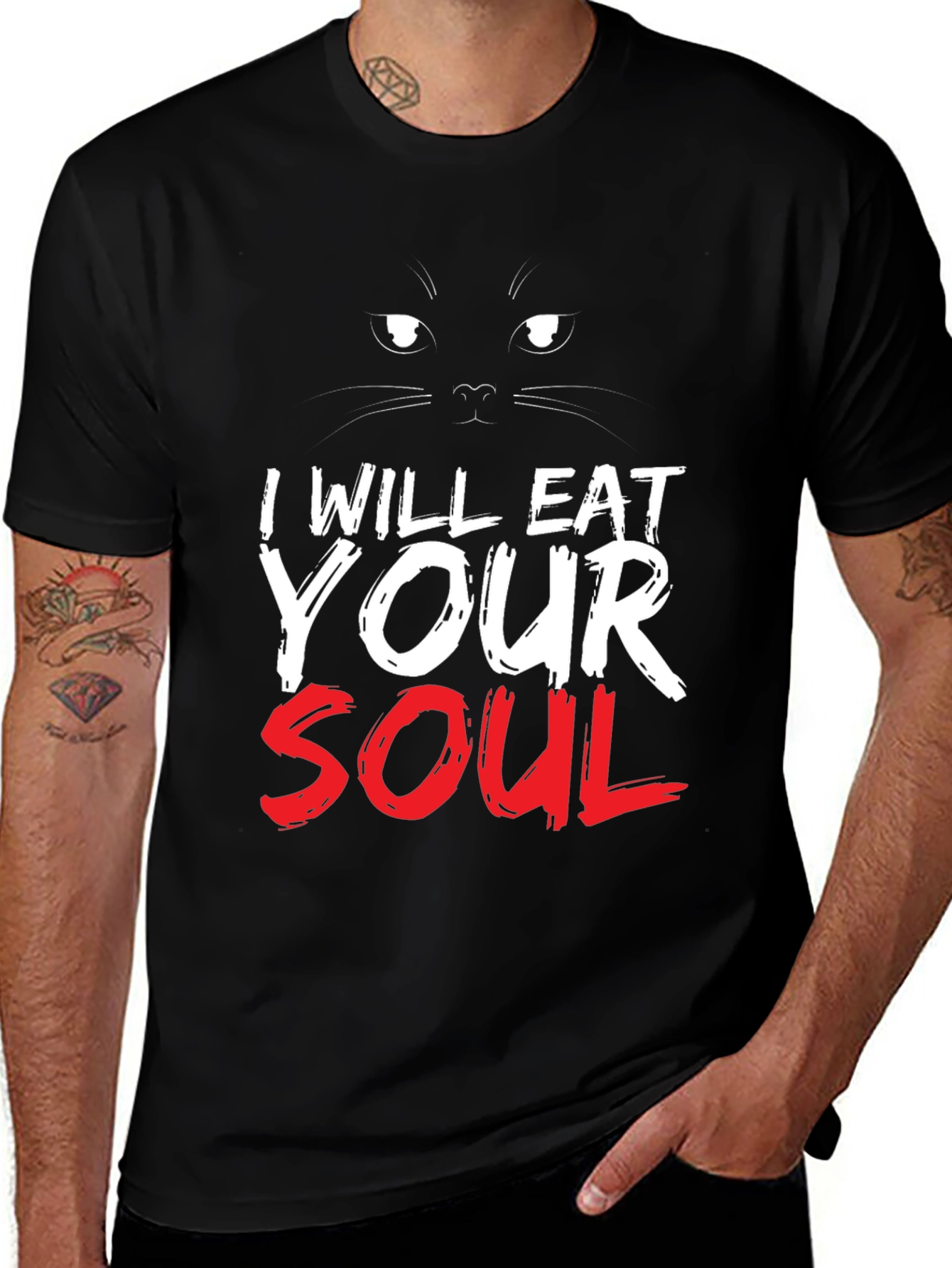 I Will Eat Your Soul Black Cat T-Shirt