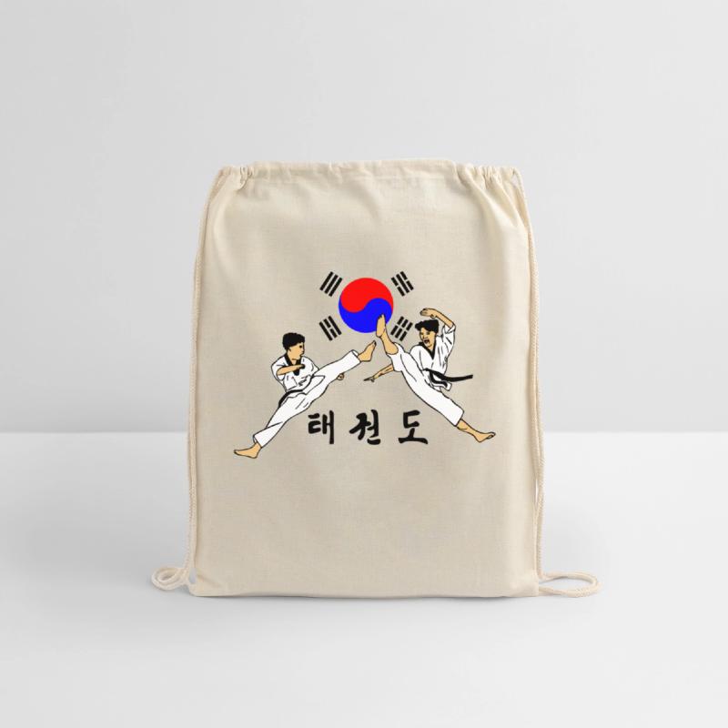 Two young taekwondo boys with jumped kick