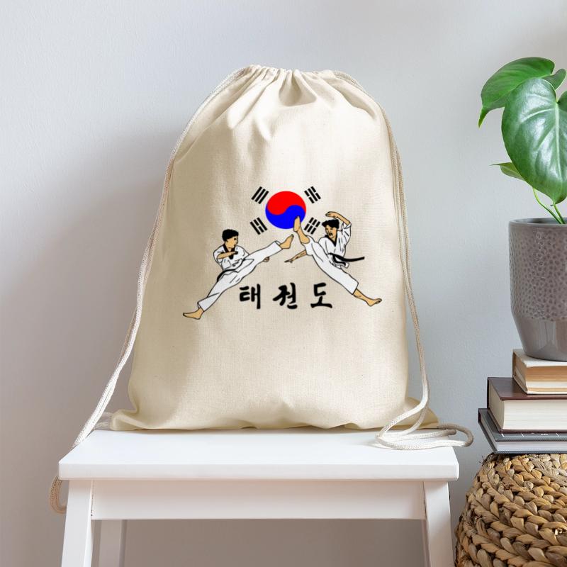 Two young taekwondo boys with jumped kick