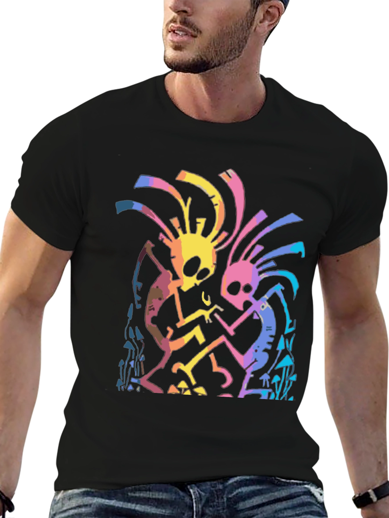 Psychedelic Dancing Skeletons Graphic Tee