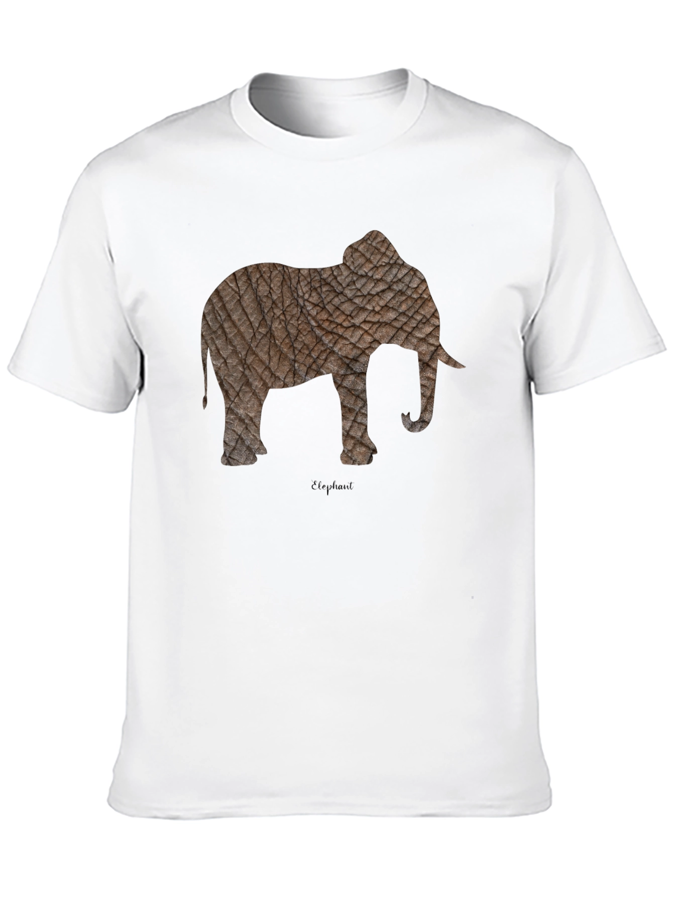 Textured Elephant Graphic Tee - Casual Black T-Shirt
