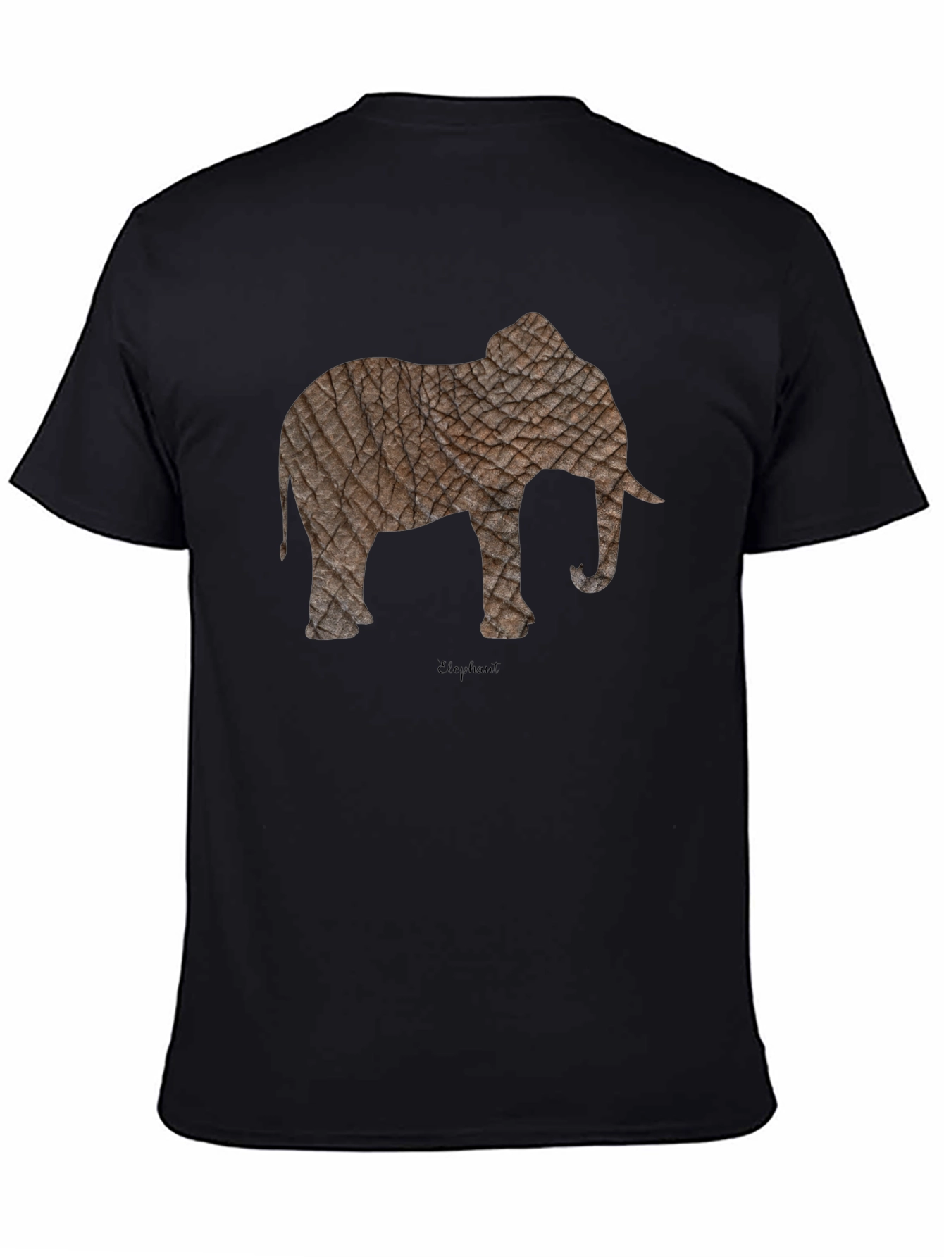 Textured Elephant Graphic Tee - Casual Black T-Shirt