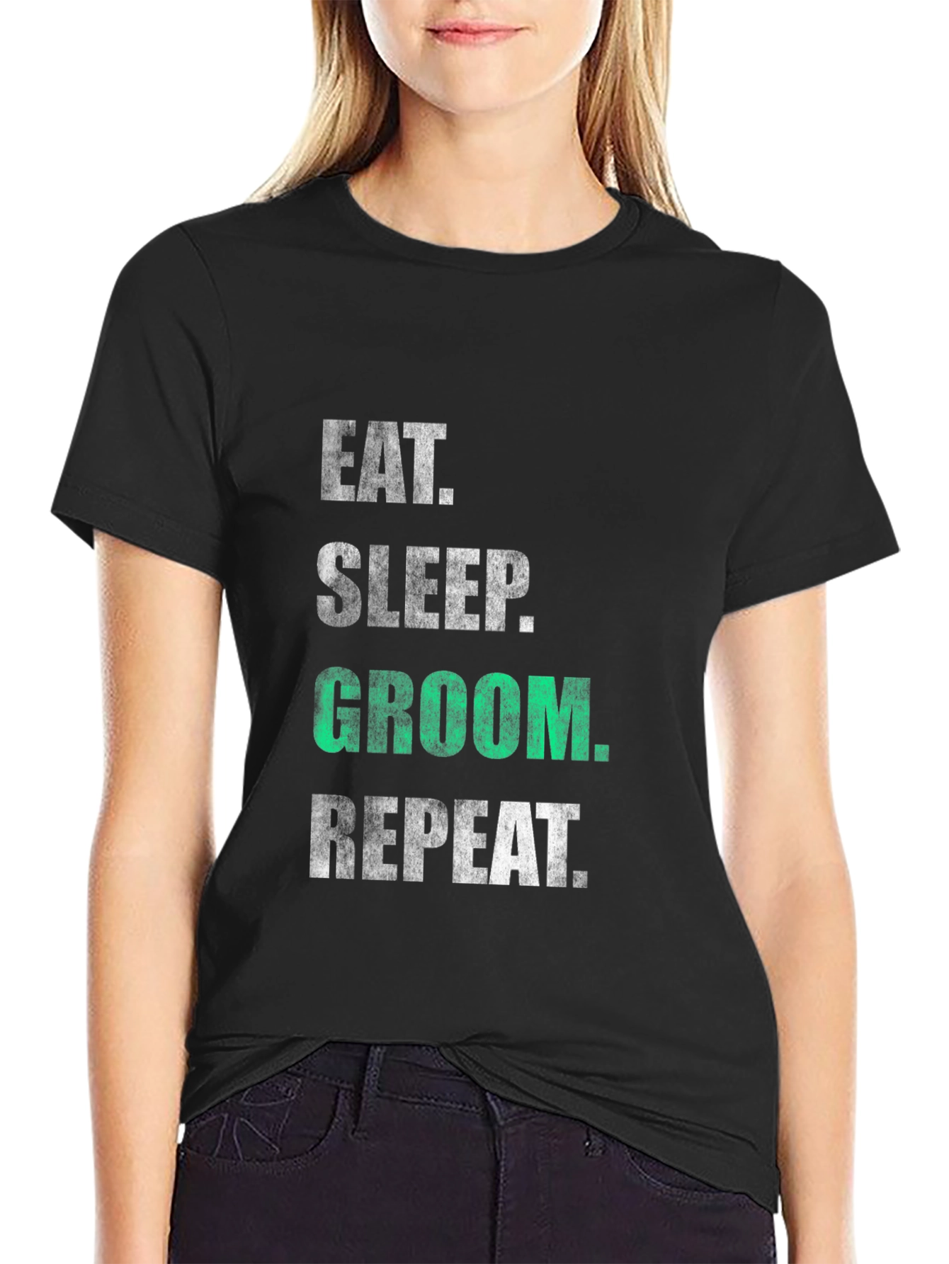 Eat Sleep Groom Repeat Graphic T-Shirt