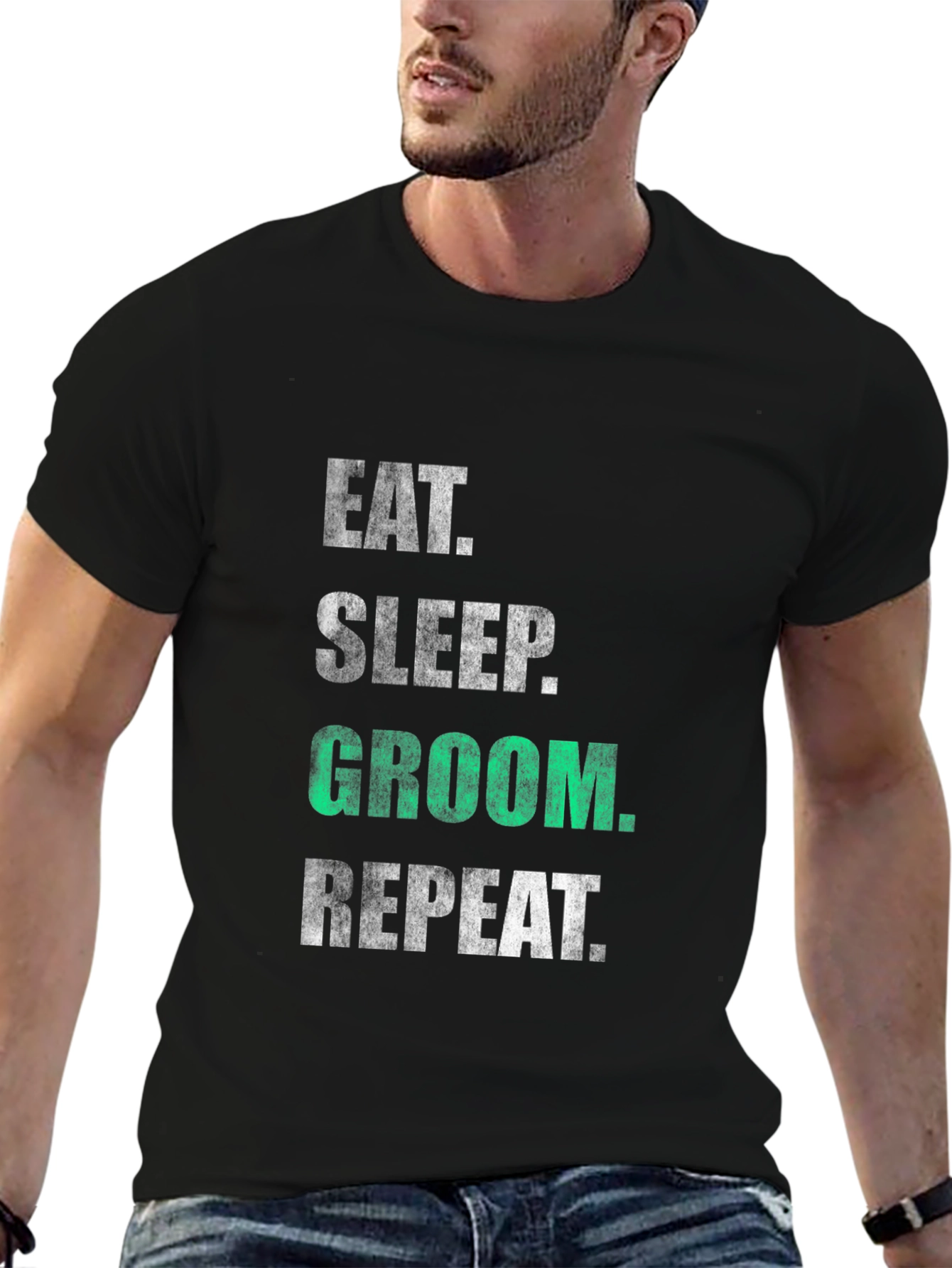 Eat Sleep Groom Repeat Graphic T-Shirt
