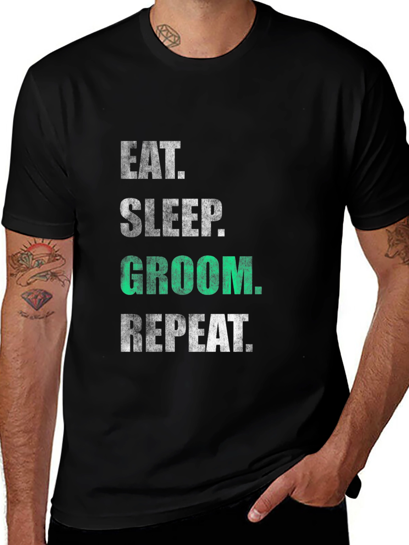 Eat Sleep Groom Repeat Graphic T-Shirt