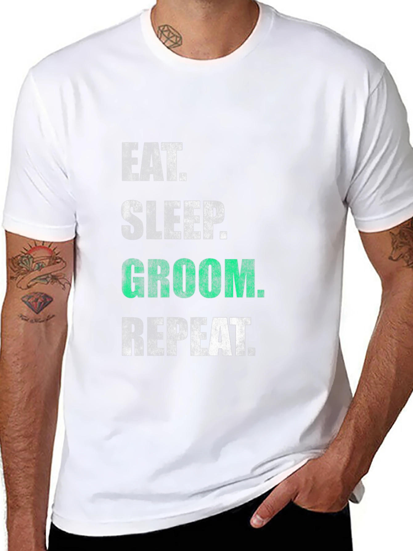 Eat Sleep Groom Repeat Graphic T-Shirt