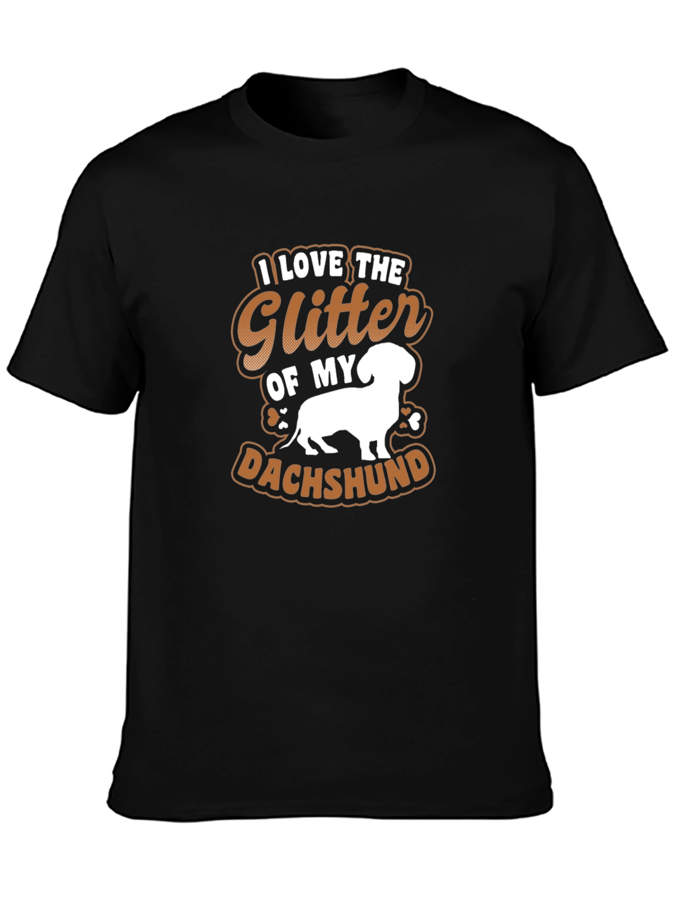 I Love the Glitter of My Dachshund Black T-Shirt