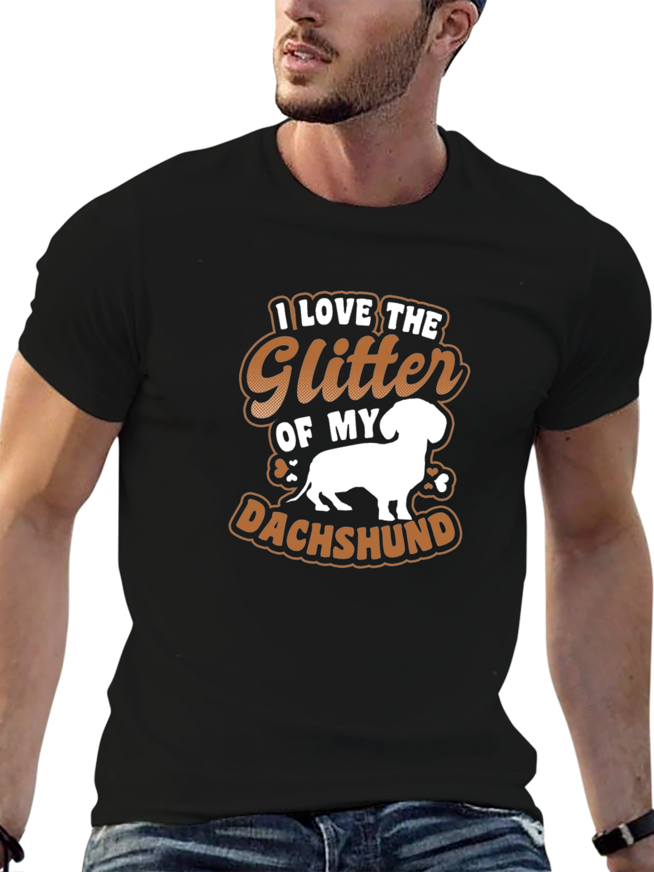 I Love the Glitter of My Dachshund Black T-Shirt