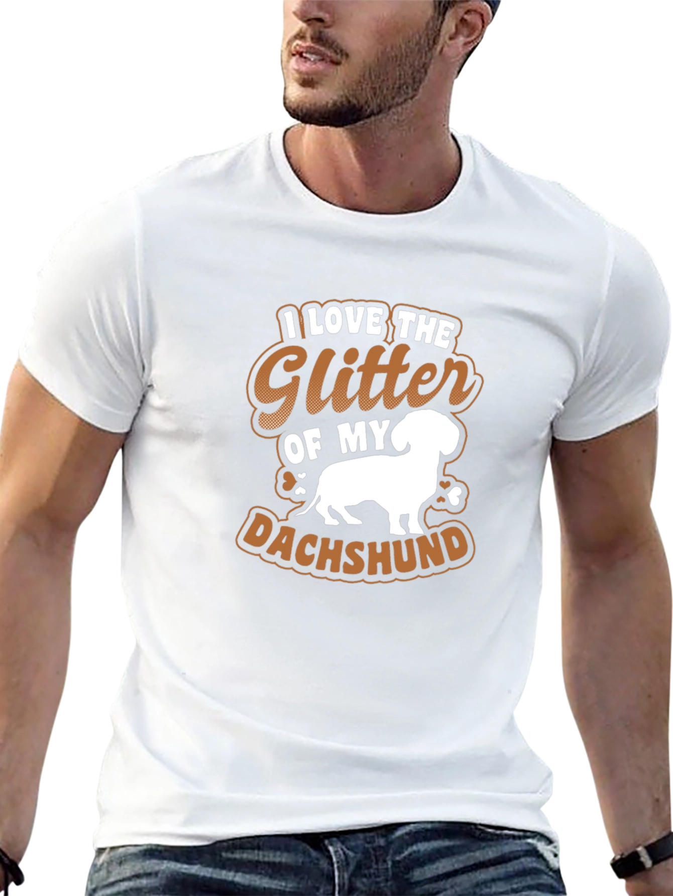 I Love the Glitter of My Dachshund Black T-Shirt
