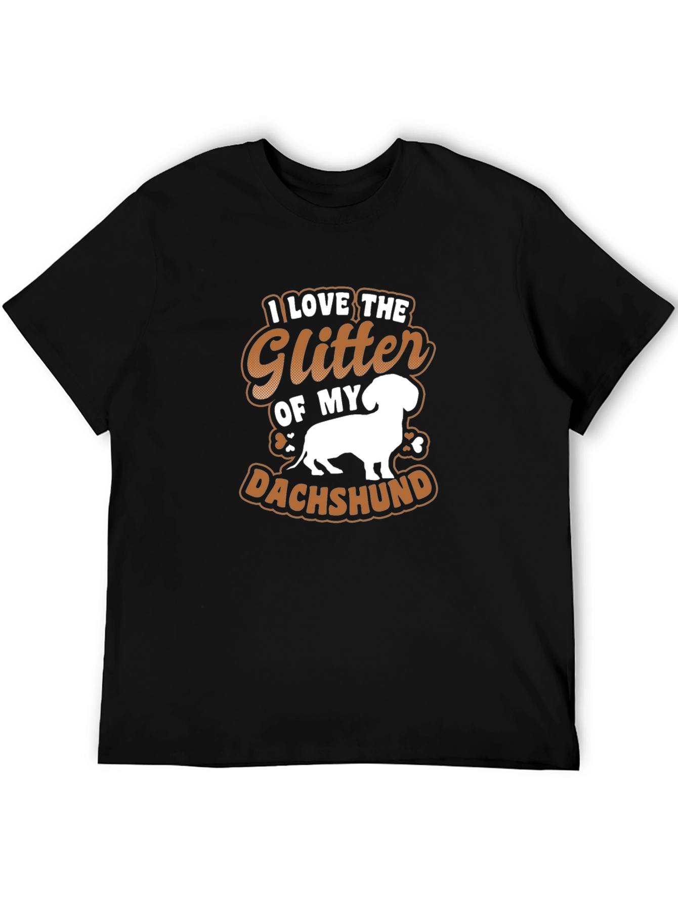 I Love the Glitter of My Dachshund Black T-Shirt