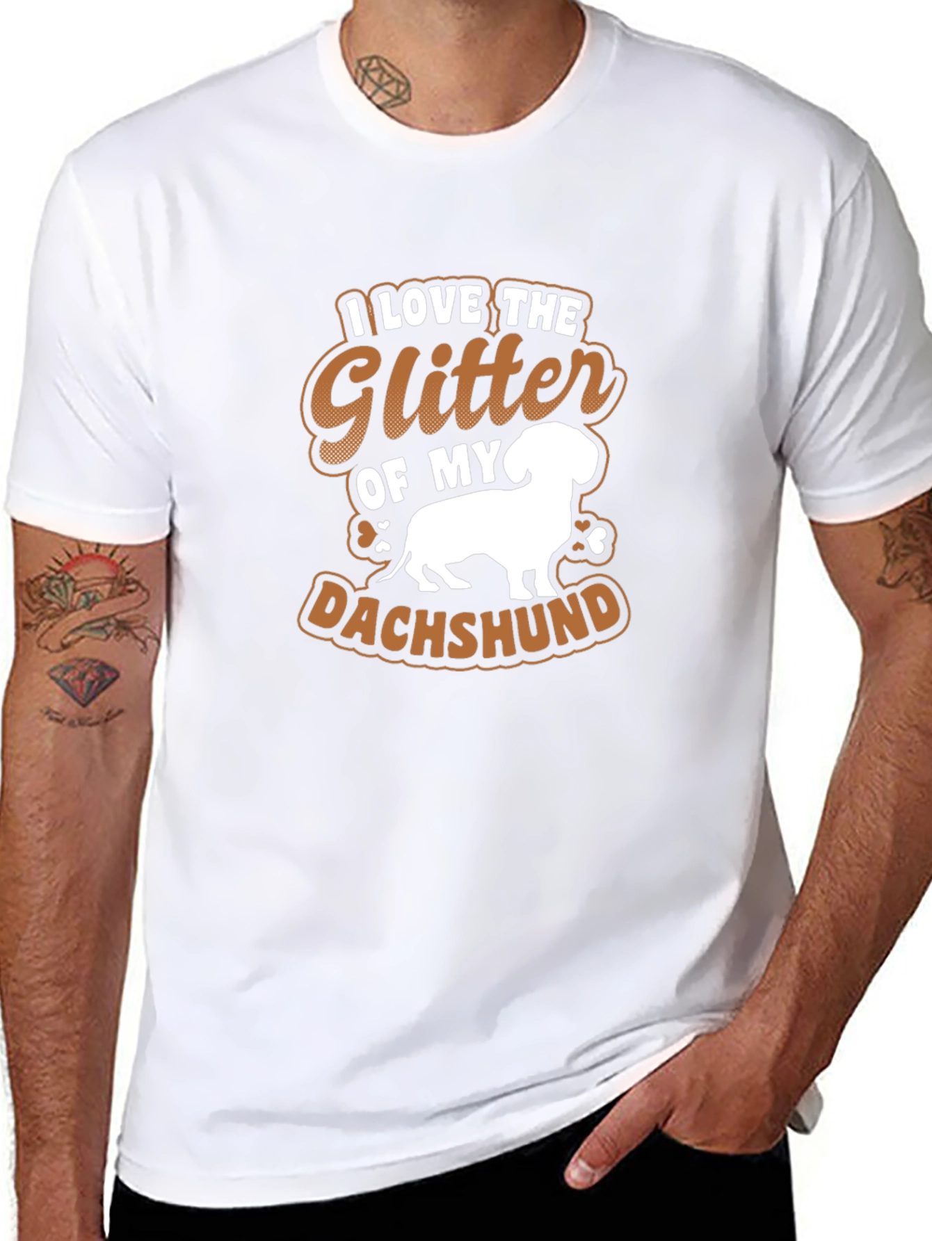 I Love the Glitter of My Dachshund Black T-Shirt