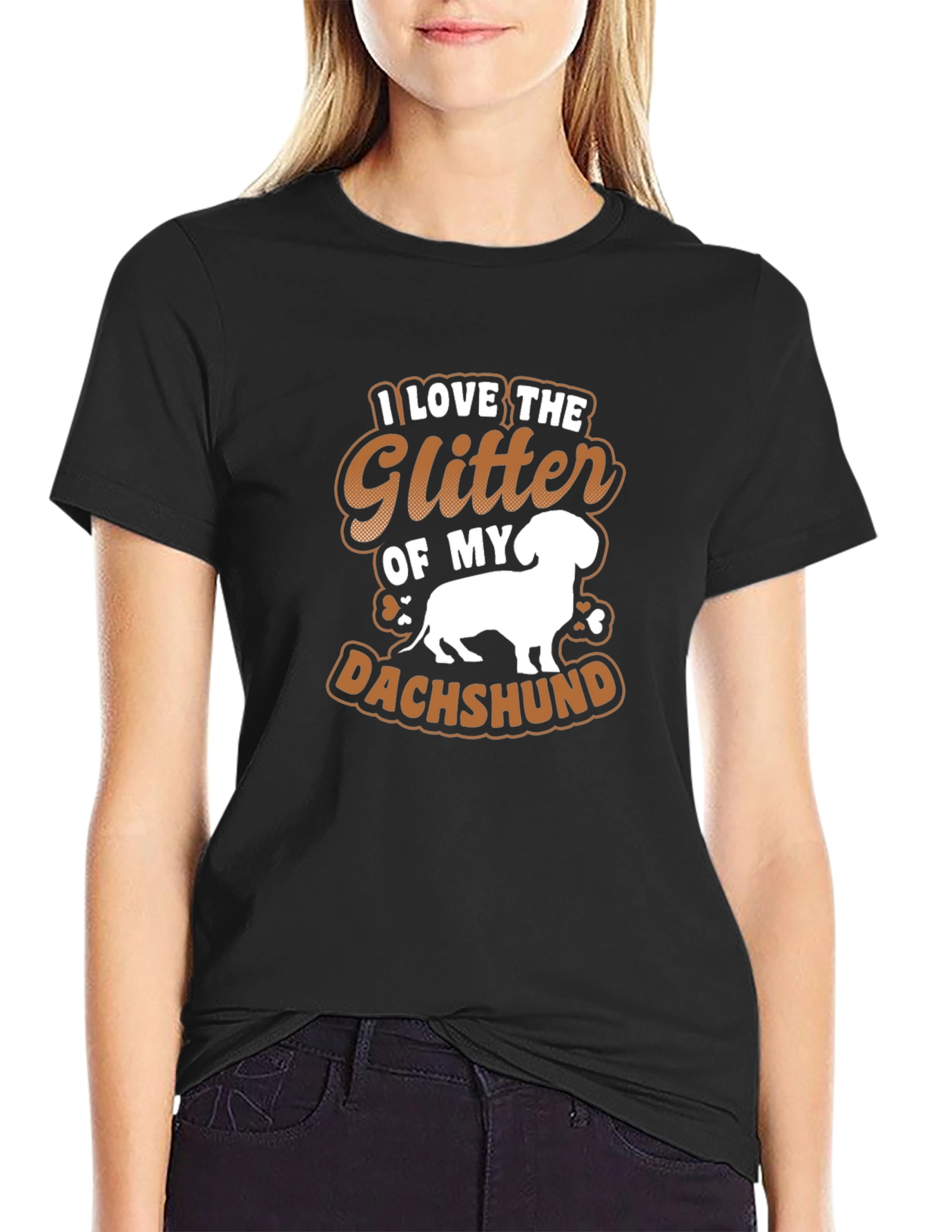I Love the Glitter of My Dachshund Black T-Shirt