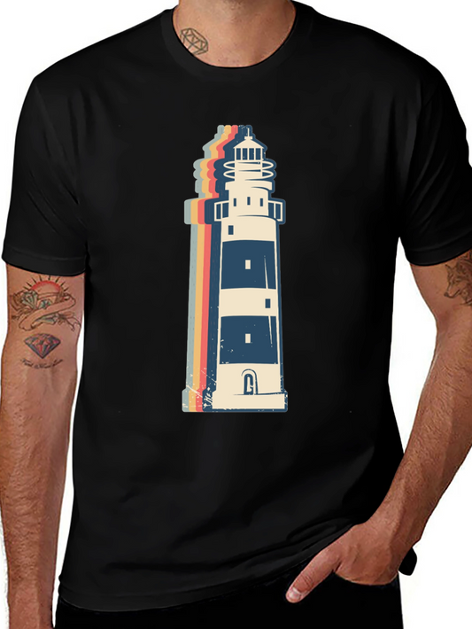 Retro Lighthouse Graphic Tee - Vintage Style