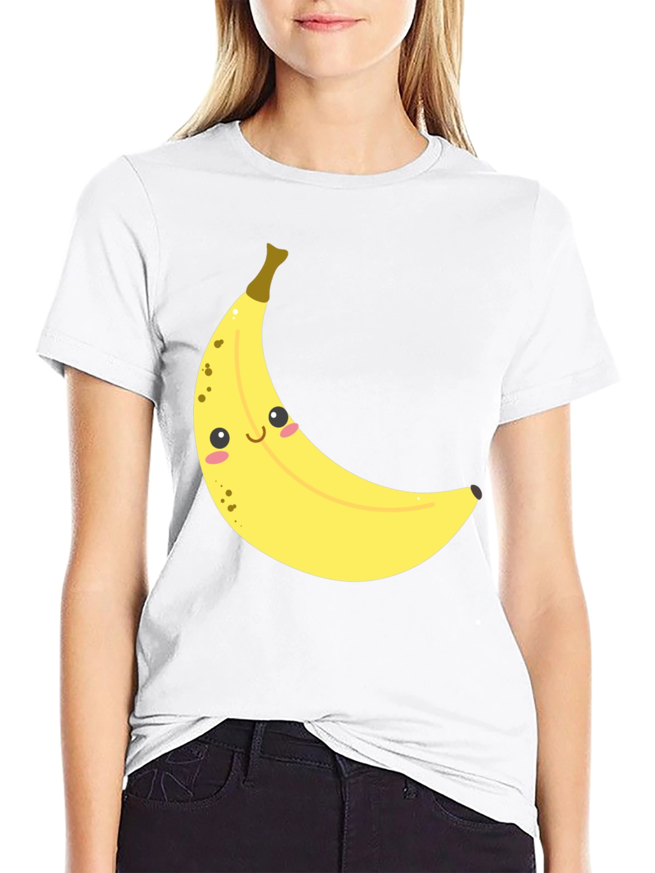 Smiling Banana Graphic Tee - Unisex Black Cotton T-Shirt