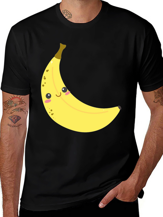 Smiling Banana Graphic Tee - Unisex Black Cotton T-Shirt