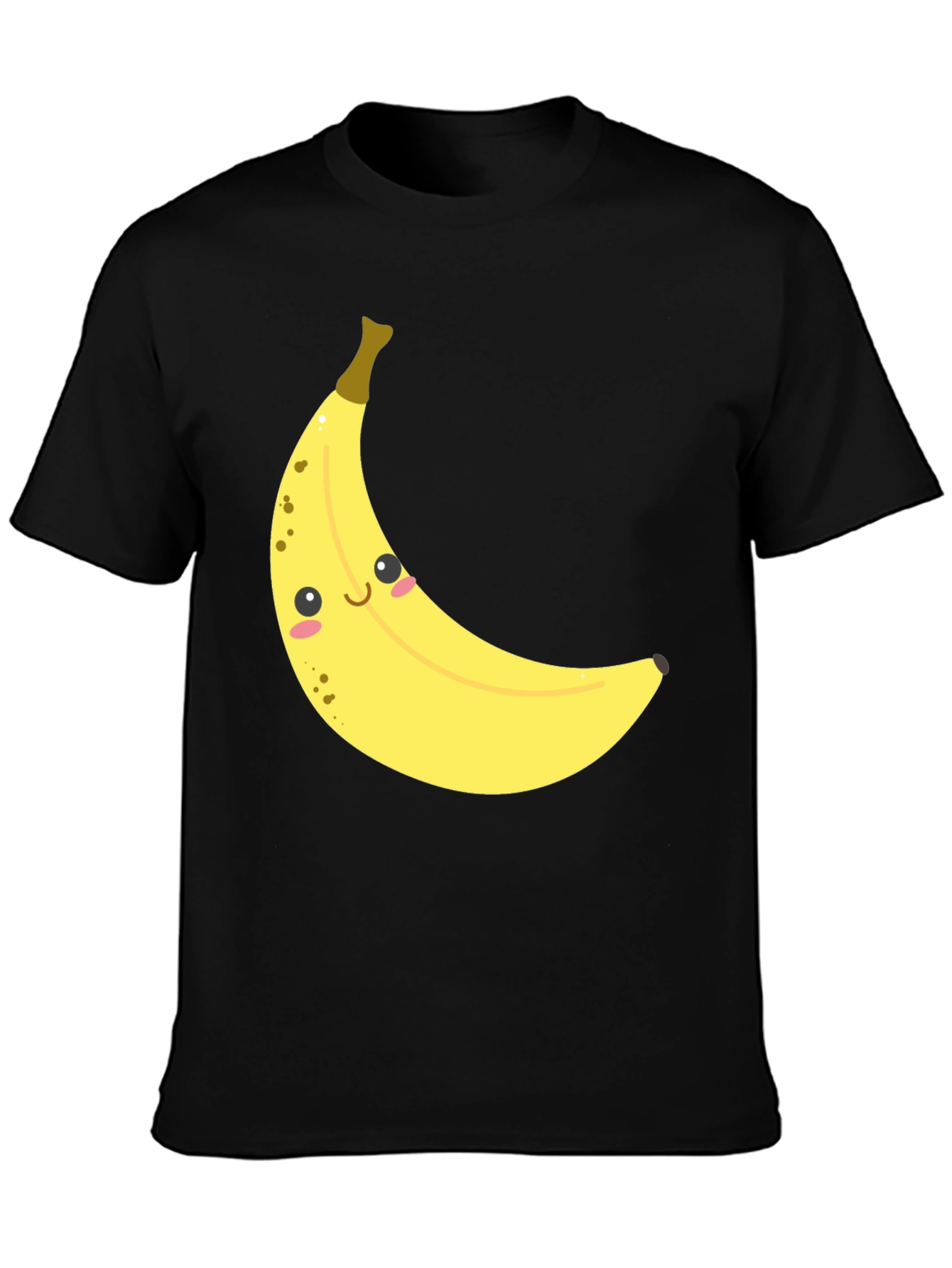 Smiling Banana Graphic Tee - Unisex Black Cotton T-Shirt