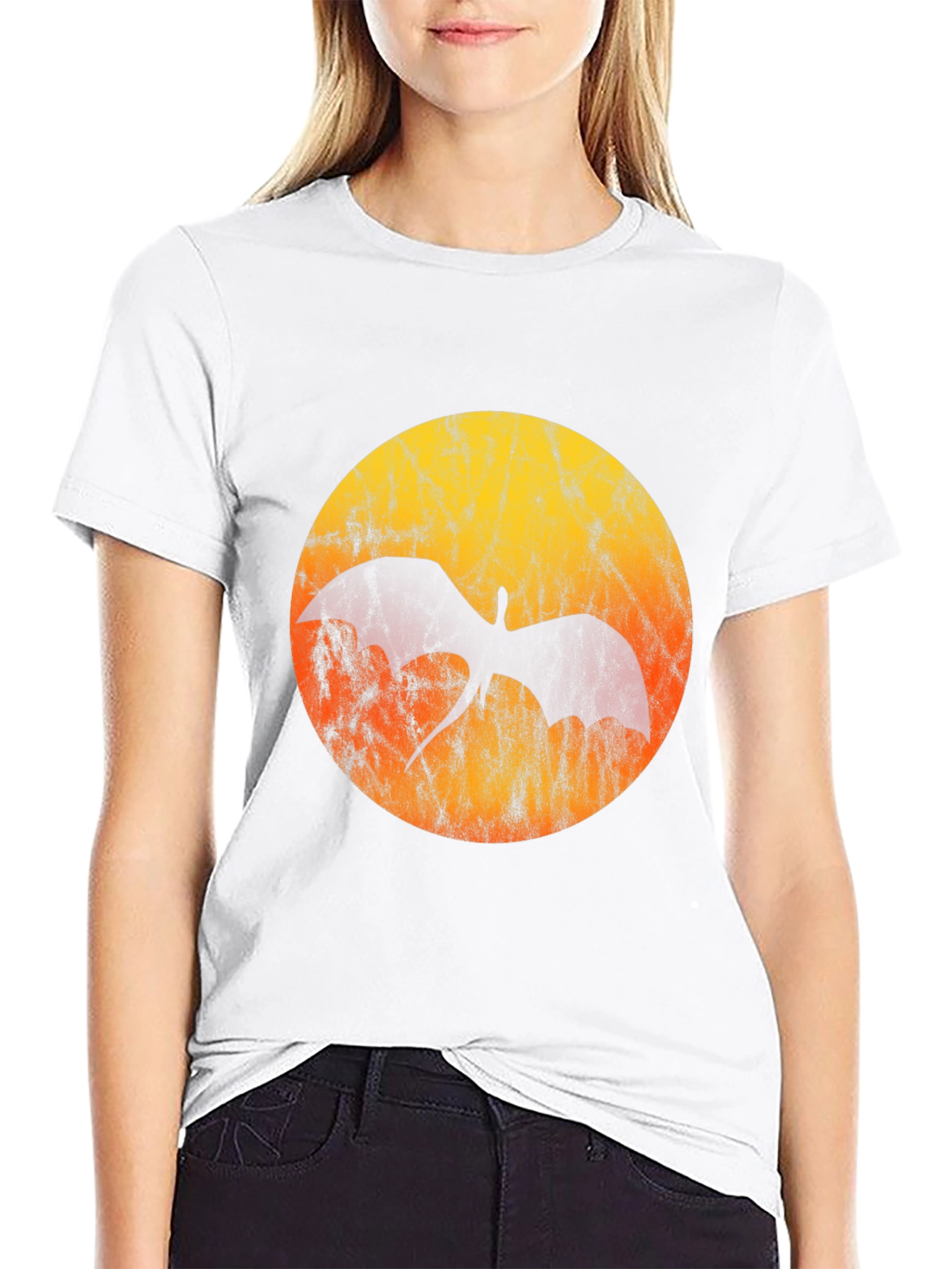Dragon Silhouette T-Shirt - Grunge Sunset Design