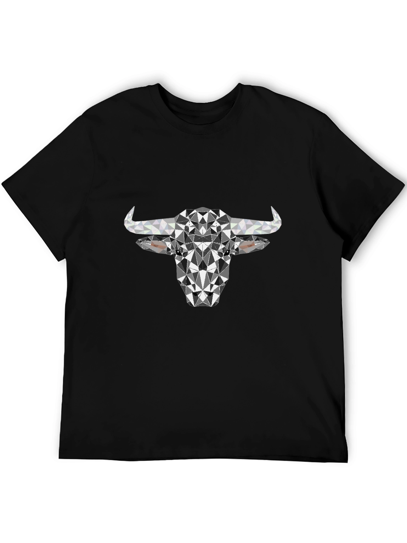 Geometric Bull Graphic Tee - Black