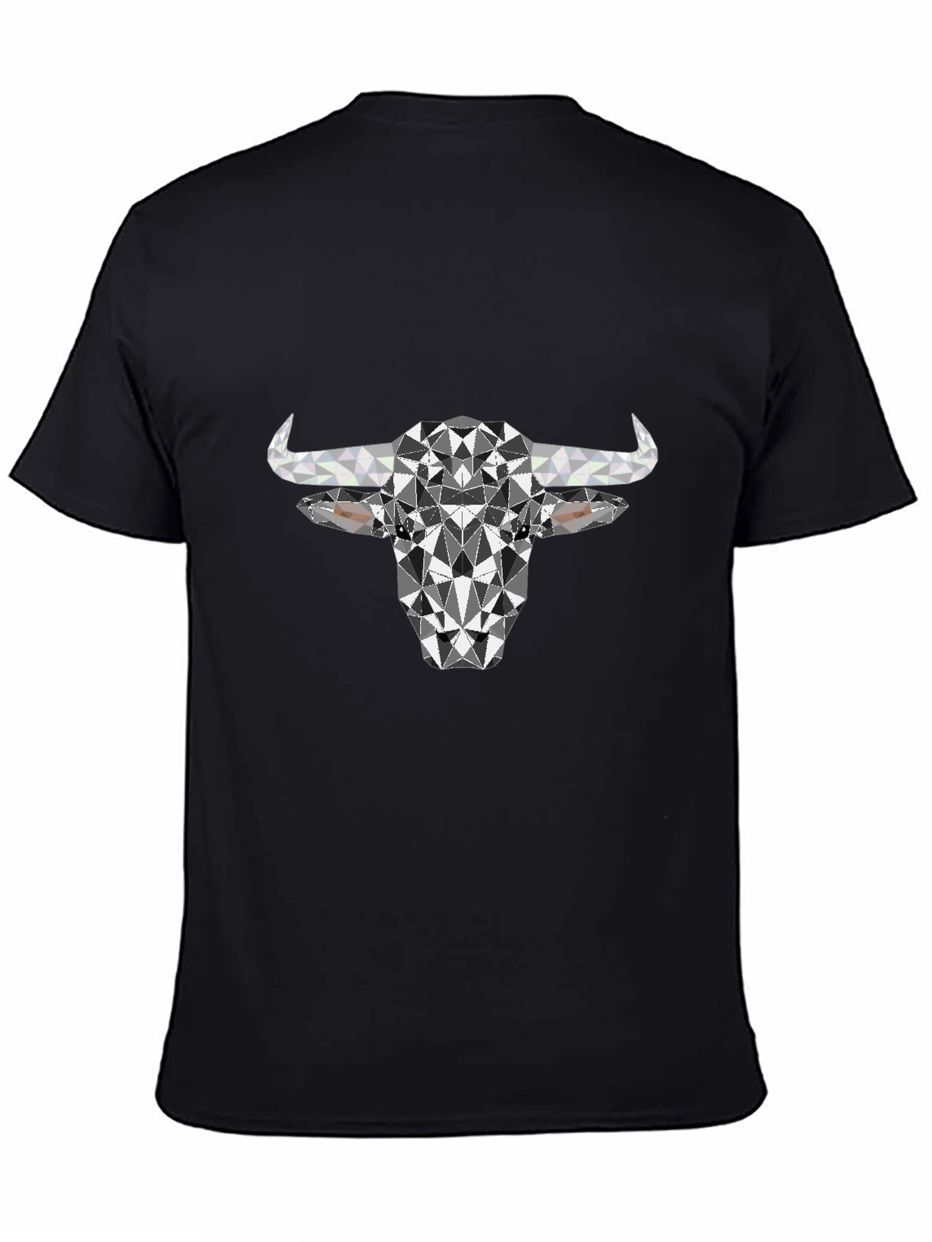 Geometric Bull Graphic Tee - Black