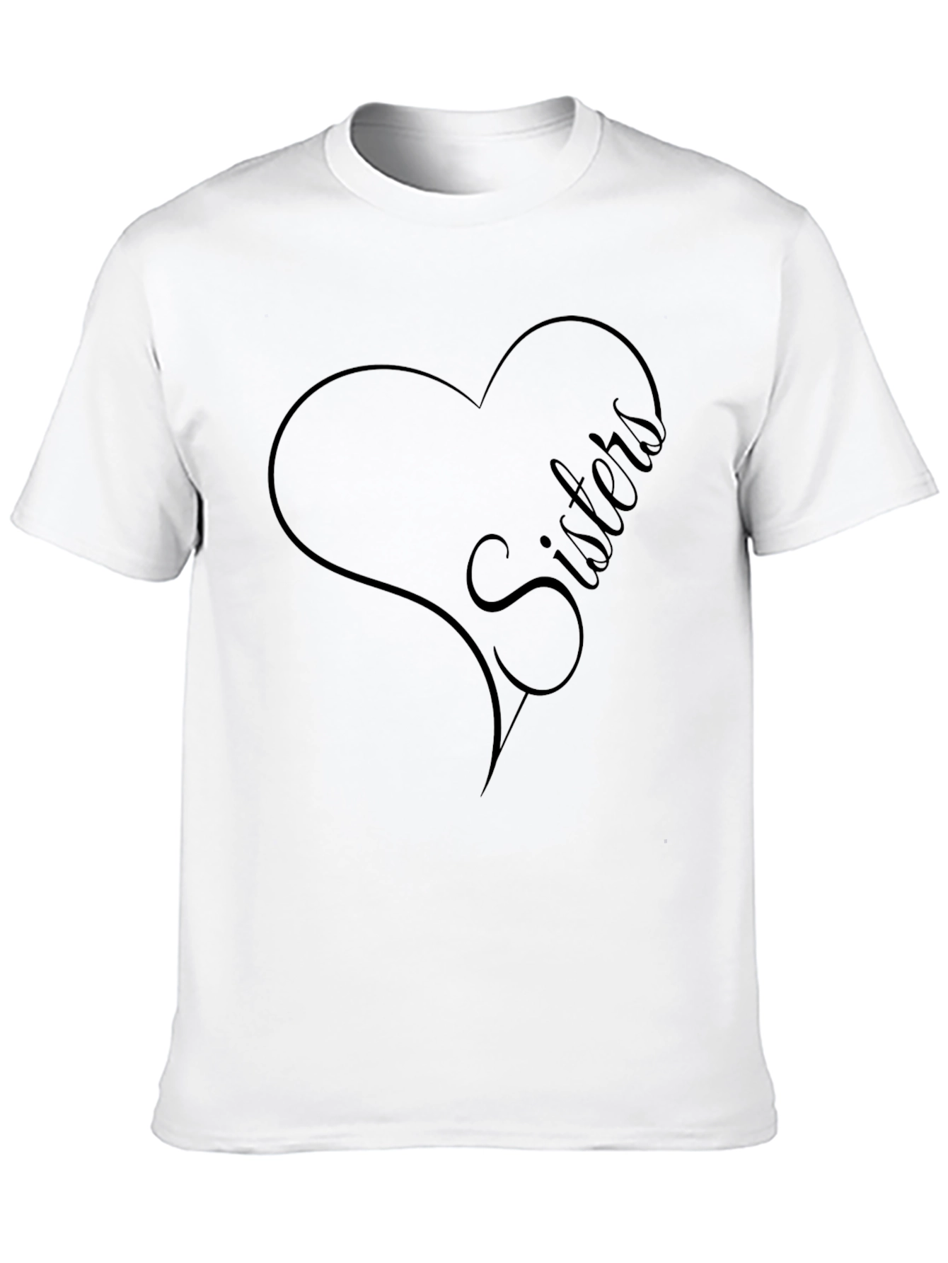 Sisters Heart Graphic Tee - Black Cotton Blend Shirt