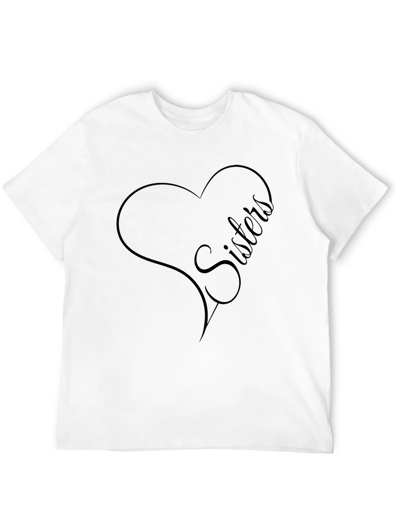 Sisters Heart Graphic Tee - Black Cotton Blend Shirt