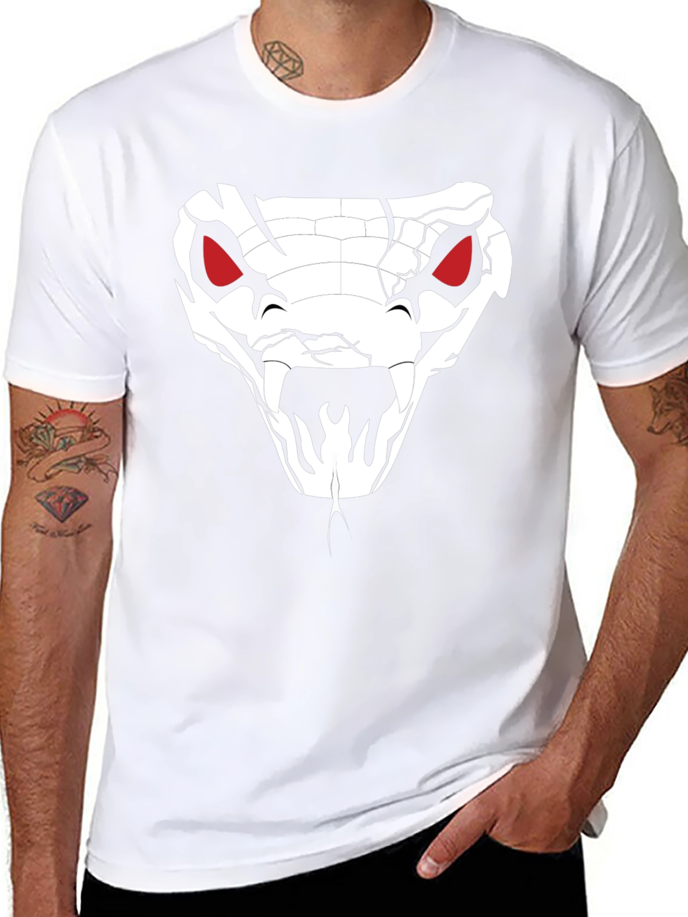 Mens Black T-Shirt - Snake Graphic Tee