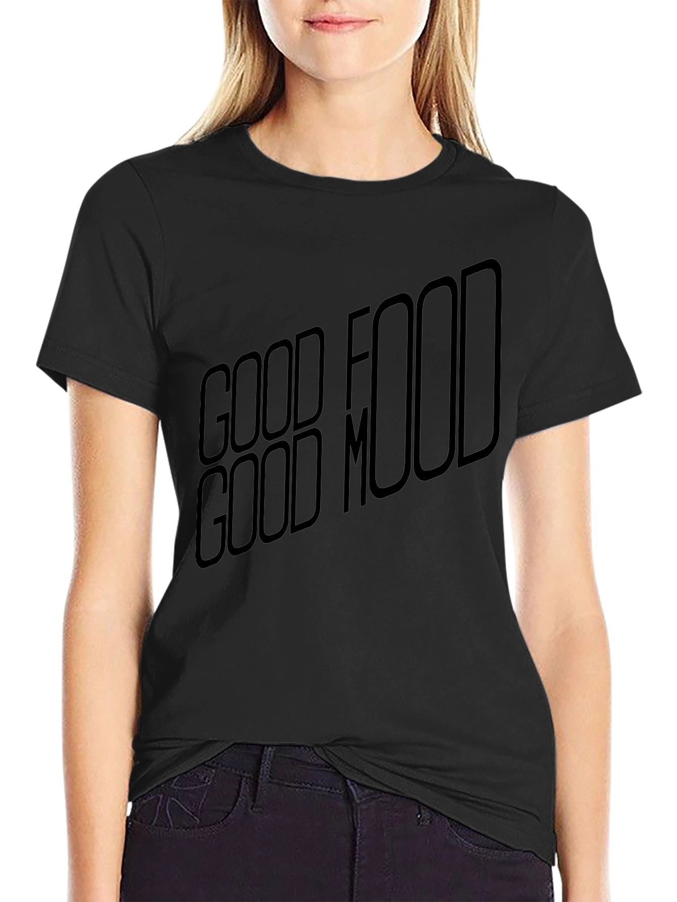 Good Food Good Mood Black T-Shirt
