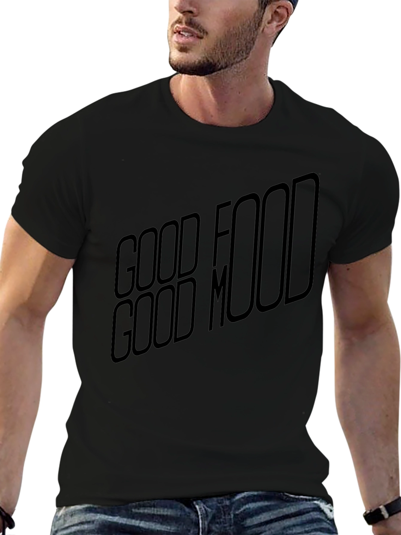 Good Food Good Mood Black T-Shirt