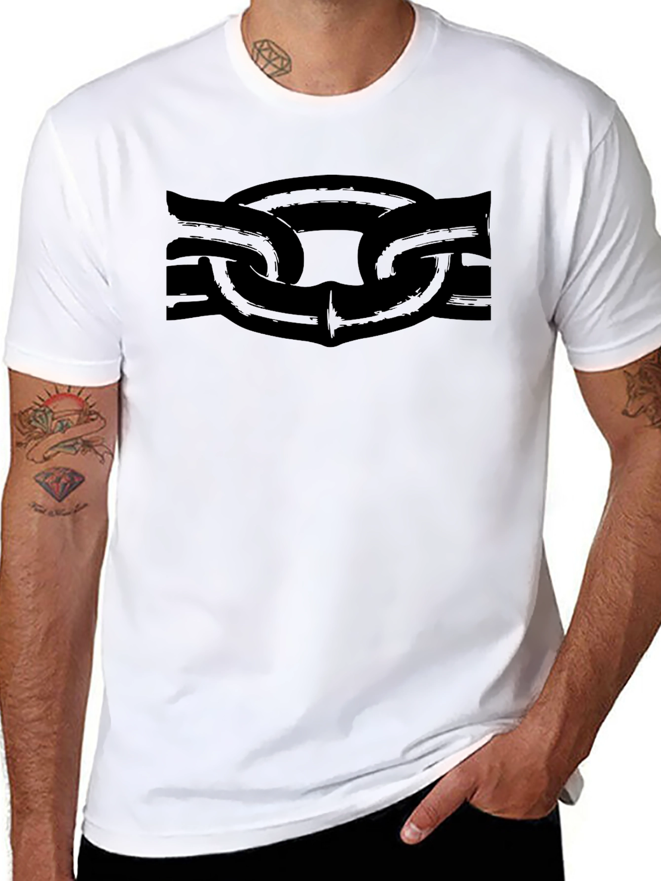 Black Chain Graphic T-Shirt - Edgy Style