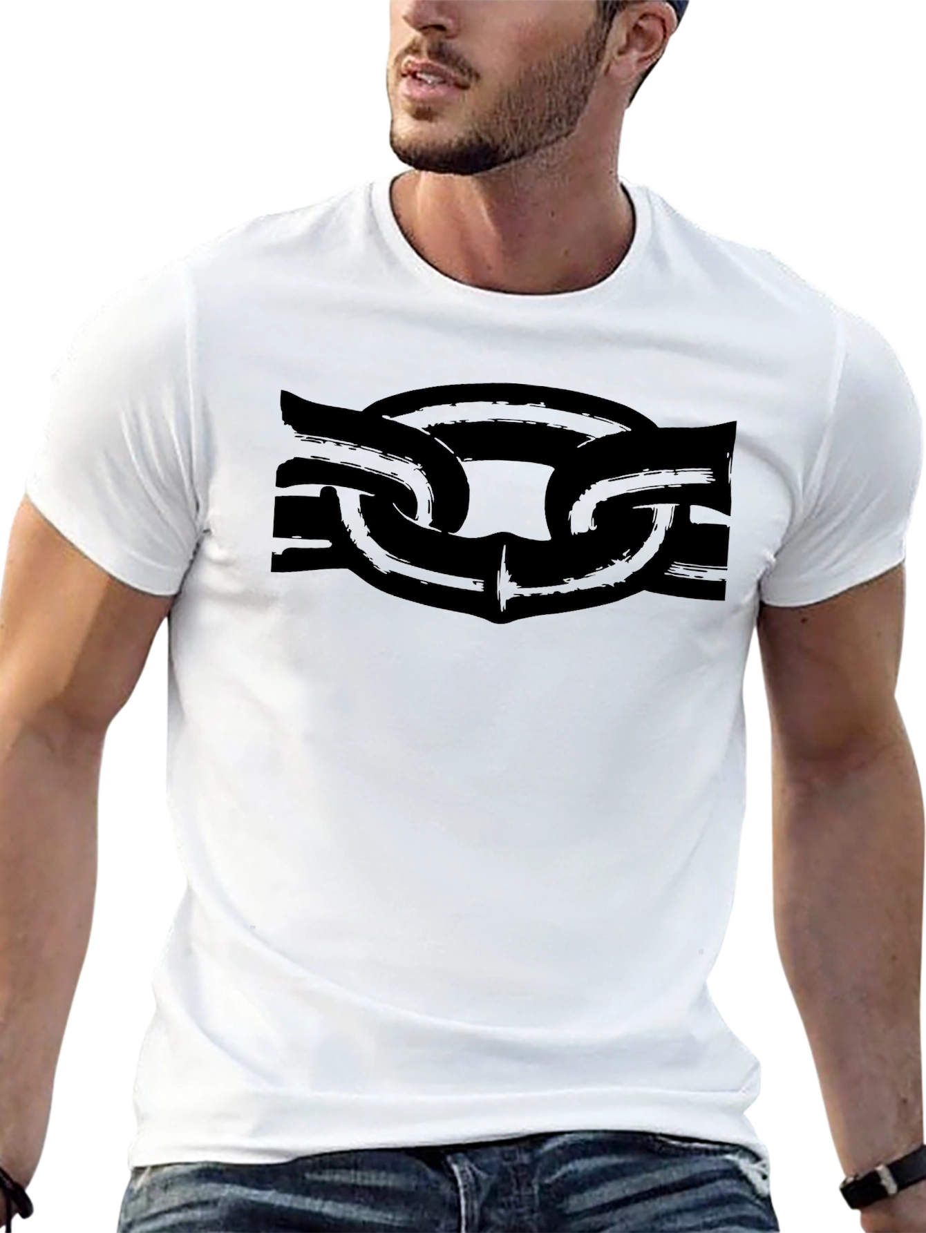 Black Chain Graphic T-Shirt - Edgy Style