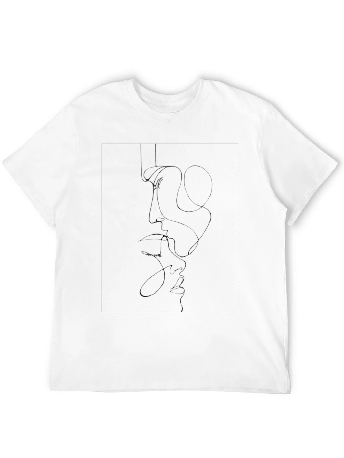 Minimalist Line Art Graphic Tee - Black