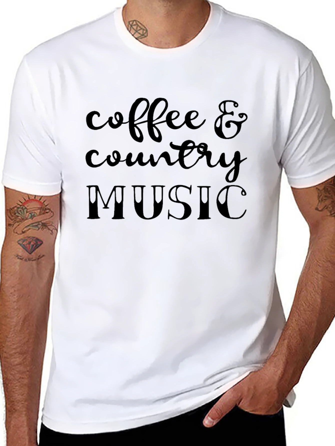 Coffee & Country Music Black T-Shirt