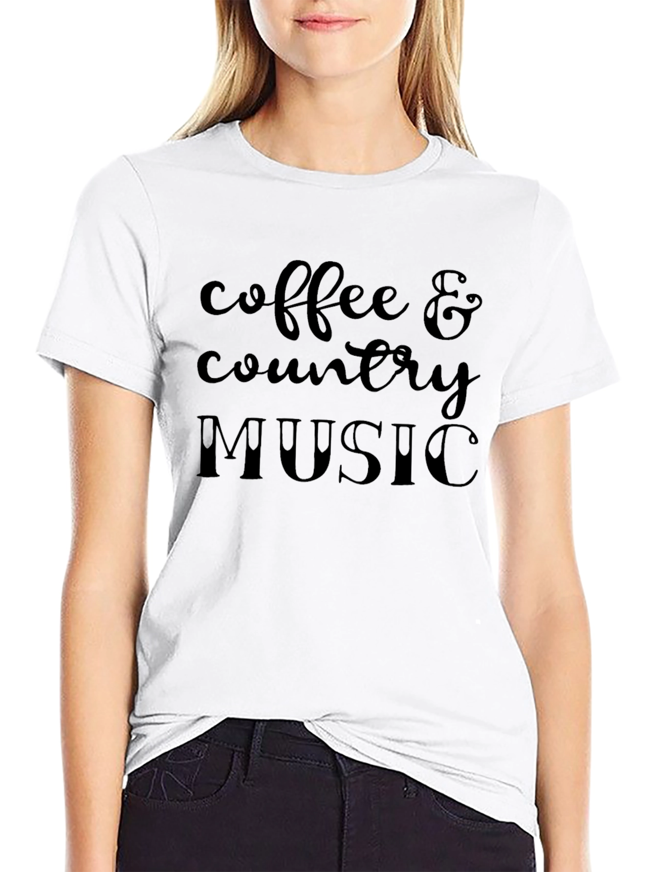 Coffee & Country Music Black T-Shirt