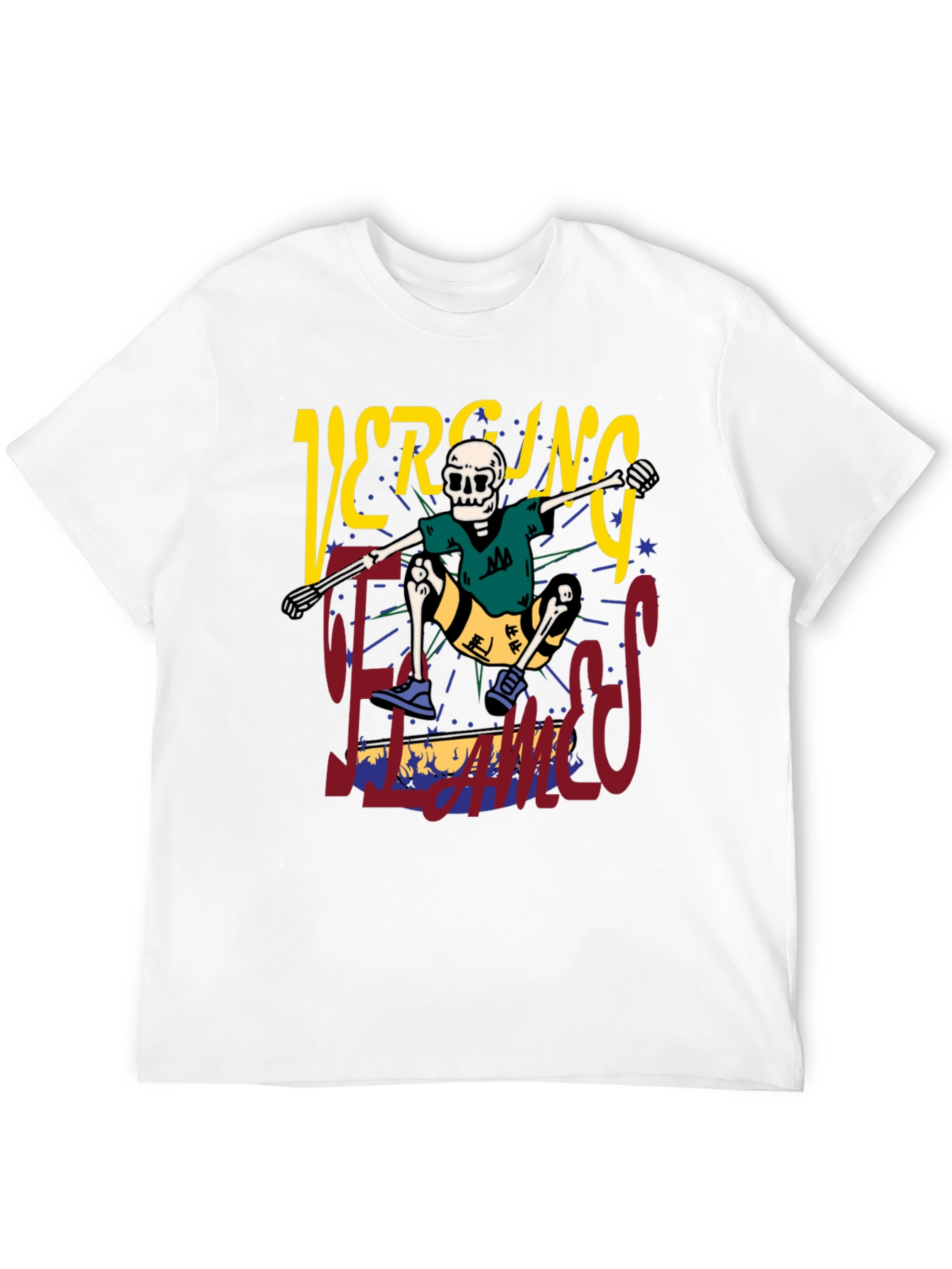 Skateboarding Skeleton Graphic Tee - Black Cotton Shirt