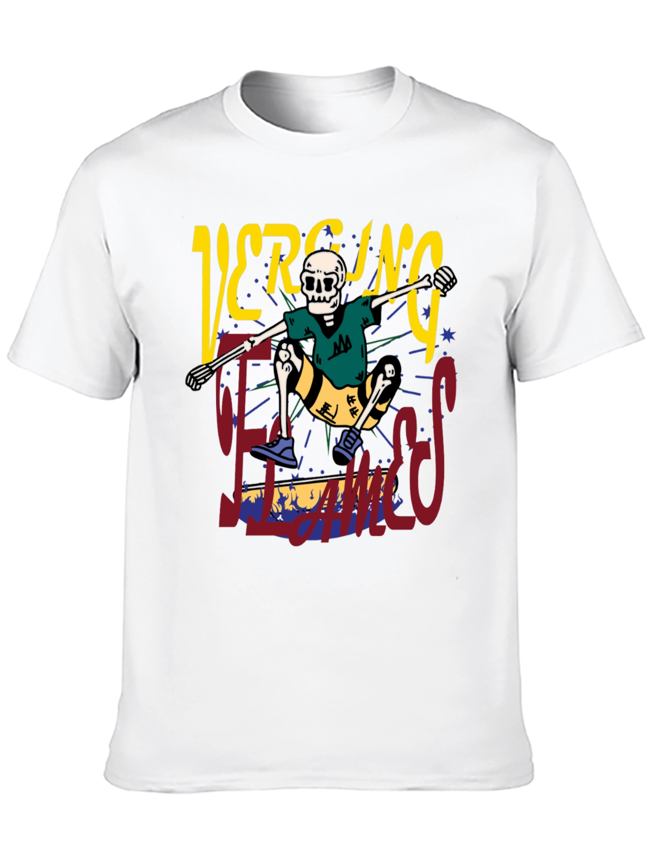 Skateboarding Skeleton Graphic Tee - Black Cotton Shirt