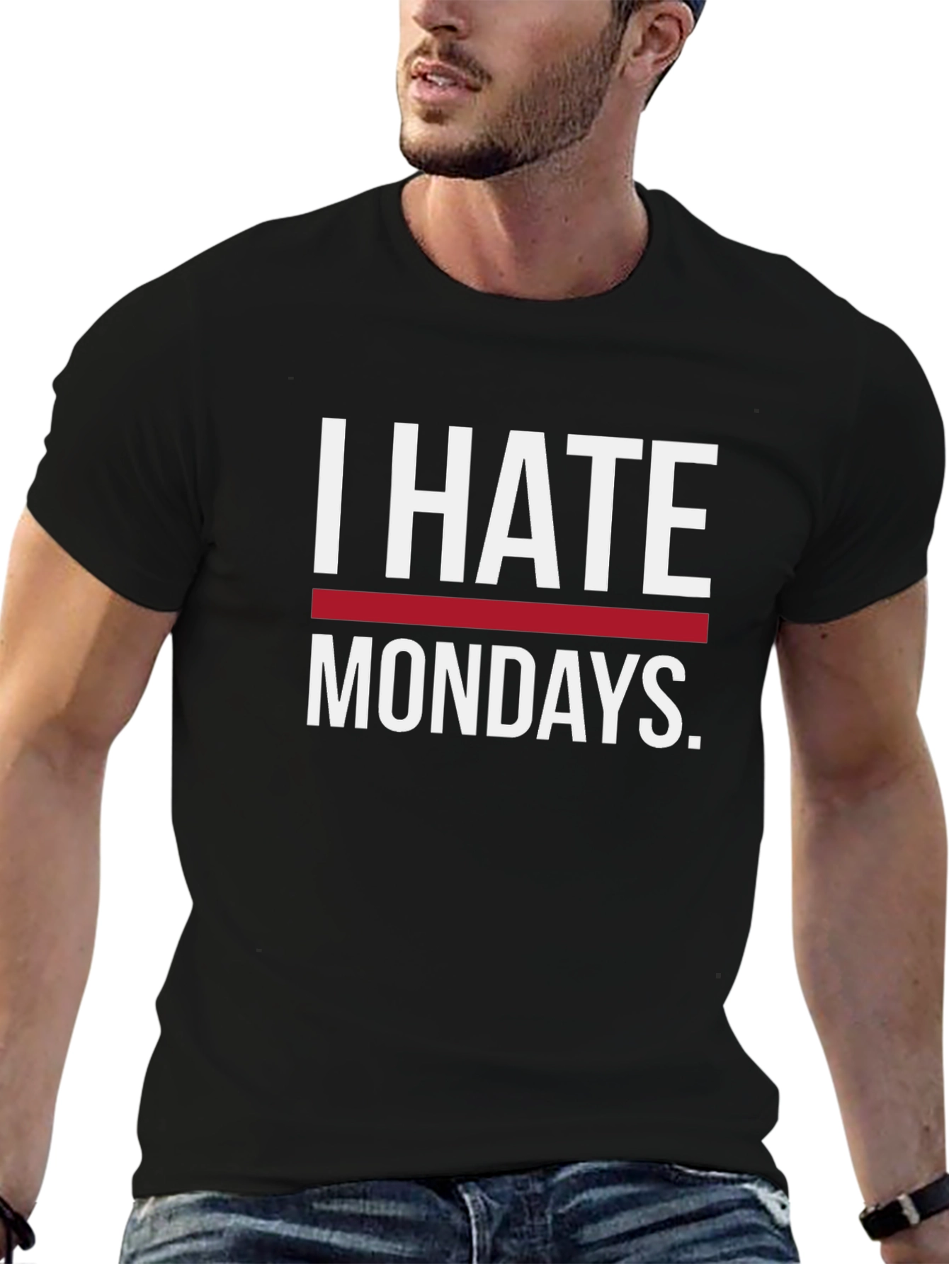I Hate Mondays Graphic Tee - Black Casual T-Shirt