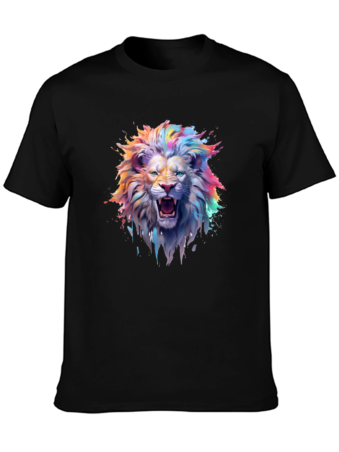 Vibrant Lion Graphic T-Shirt - Mens Black Tee