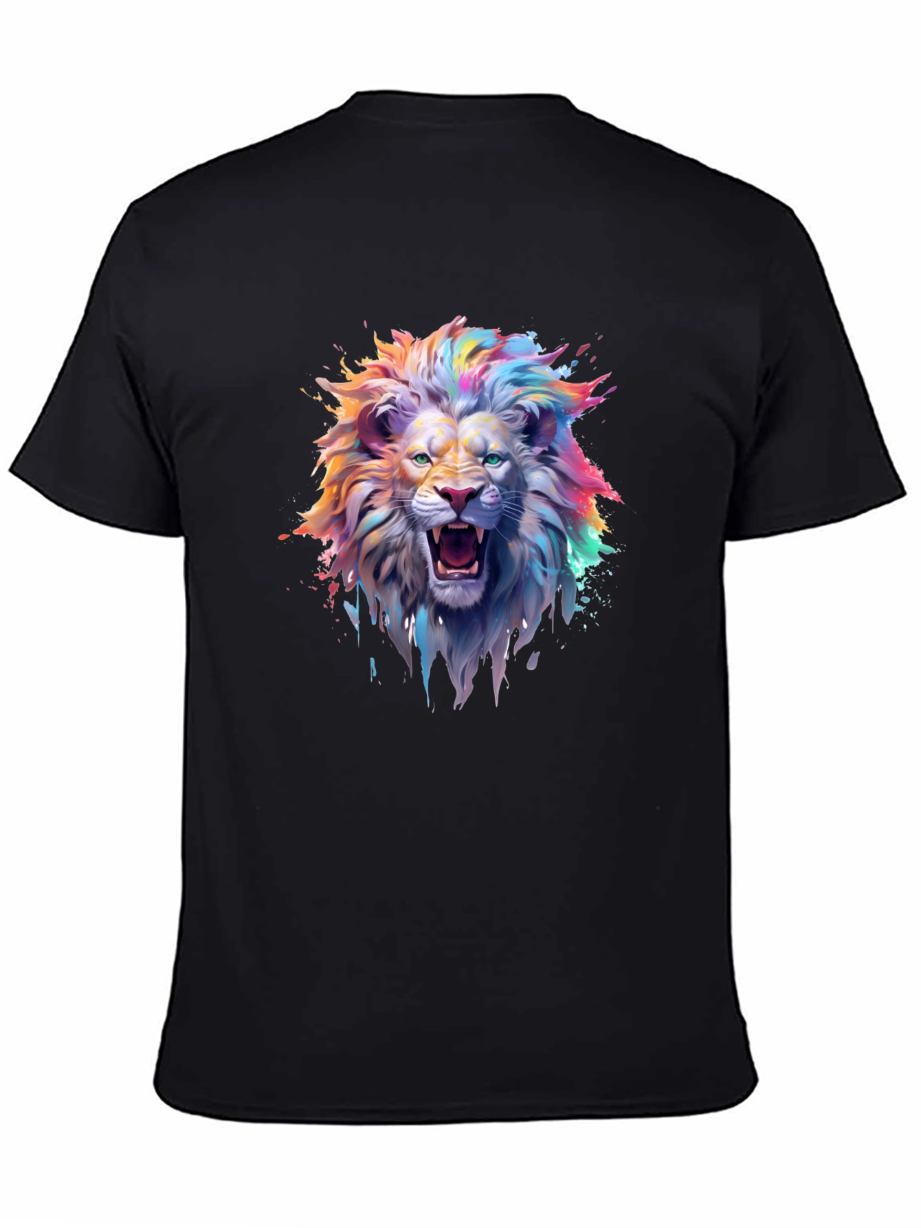 Vibrant Lion Graphic T-Shirt - Mens Black Tee