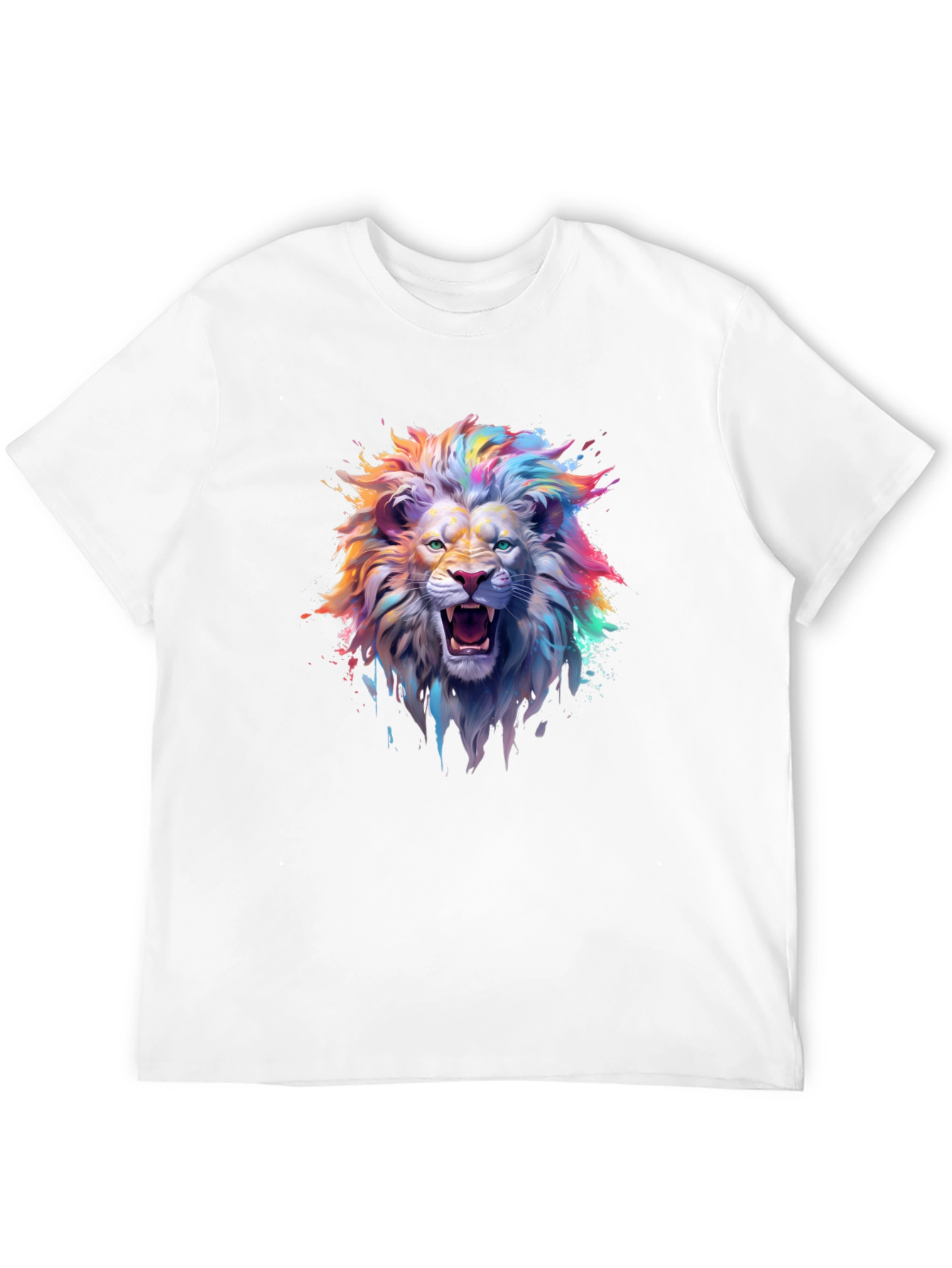 Vibrant Lion Graphic T-Shirt - Mens Black Tee